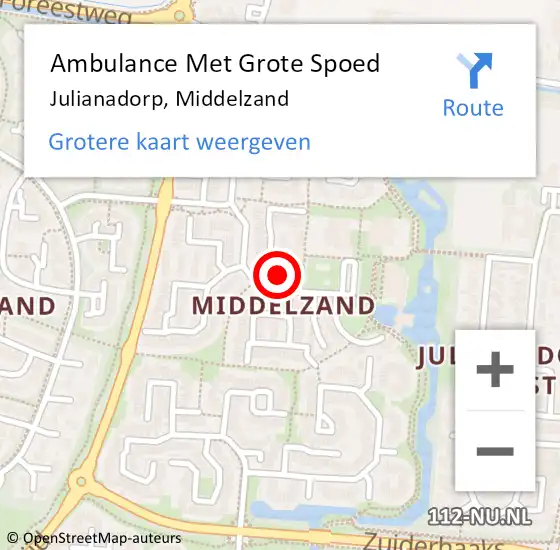 Locatie op kaart van de 112 melding: Ambulance Met Grote Spoed Naar Julianadorp, Middelzand op 26 maart 2024 20:27