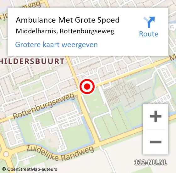 Locatie op kaart van de 112 melding: Ambulance Met Grote Spoed Naar Middelharnis, Rottenburgseweg op 26 maart 2024 20:40