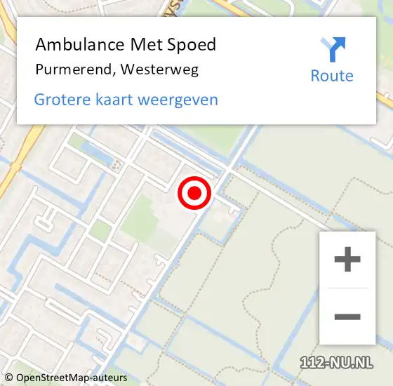 Locatie op kaart van de 112 melding: Ambulance Met Spoed Naar Purmerend, Westerweg op 26 maart 2024 20:47