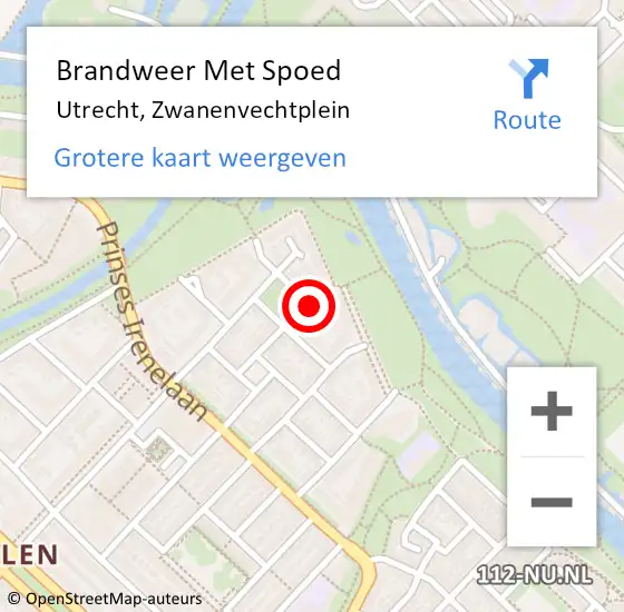 Locatie op kaart van de 112 melding: Brandweer Met Spoed Naar Utrecht, Zwanenvechtplein op 26 maart 2024 20:47