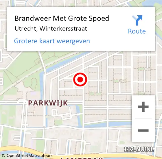 Locatie op kaart van de 112 melding: Brandweer Met Grote Spoed Naar Utrecht, Winterkersstraat op 26 maart 2024 20:49