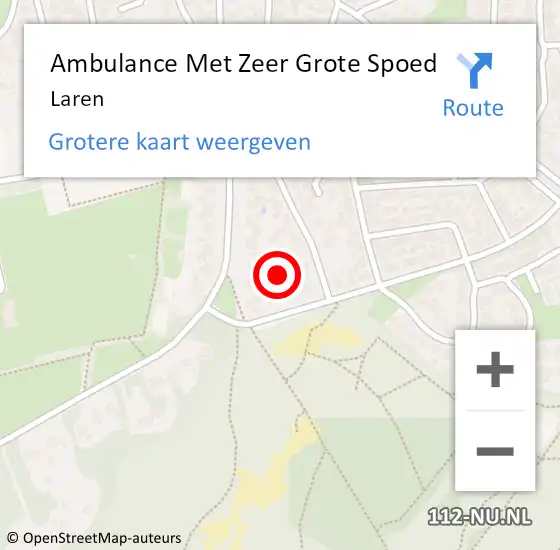 Locatie op kaart van de 112 melding: Ambulance Met Zeer Grote Spoed Naar Laren op 26 maart 2024 21:26