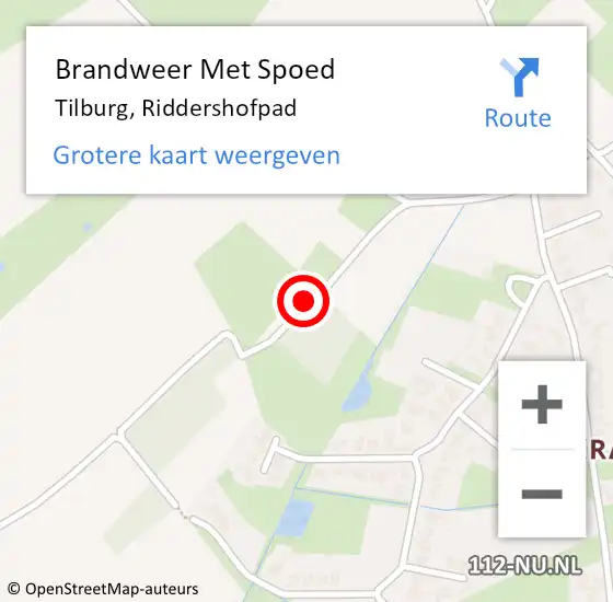 Locatie op kaart van de 112 melding: Brandweer Met Spoed Naar Tilburg, Riddershofpad op 26 maart 2024 21:27