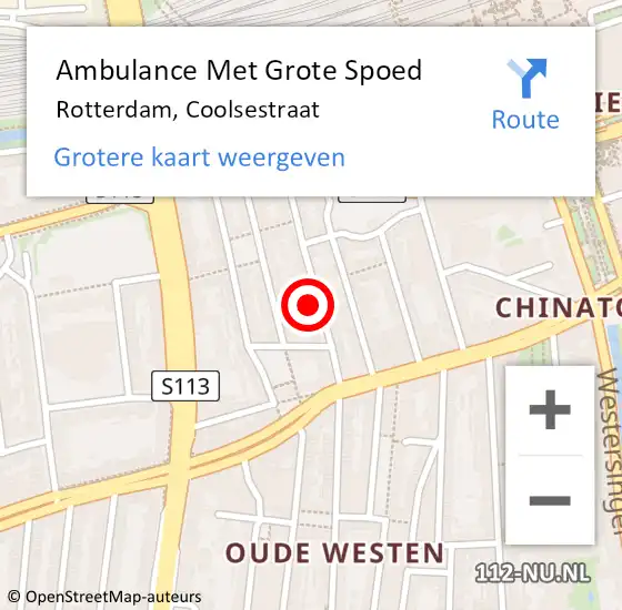 Locatie op kaart van de 112 melding: Ambulance Met Grote Spoed Naar Rotterdam, Coolsestraat op 26 maart 2024 22:10