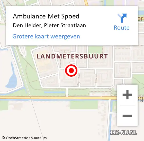 Locatie op kaart van de 112 melding: Ambulance Met Spoed Naar Den Helder, Pieter Straatlaan op 26 maart 2024 22:51