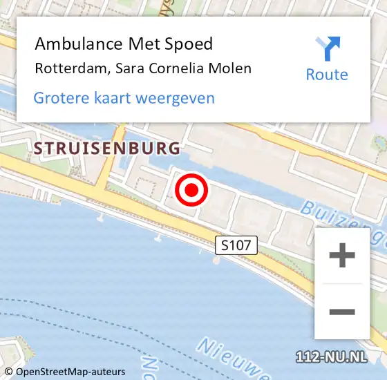 Locatie op kaart van de 112 melding: Ambulance Met Spoed Naar Rotterdam, Sara Cornelia Molen op 26 maart 2024 23:48