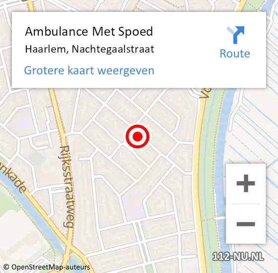 Locatie op kaart van de 112 melding: Ambulance Met Spoed Naar Haarlem, Nachtegaalstraat op 27 maart 2024 00:05