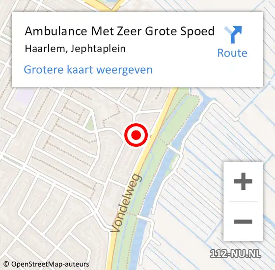 Locatie op kaart van de 112 melding: Ambulance Met Zeer Grote Spoed Naar Haarlem, Jephtaplein op 27 maart 2024 01:32