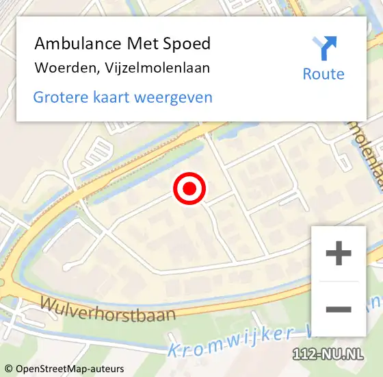 Locatie op kaart van de 112 melding: Ambulance Met Spoed Naar Woerden, Vijzelmolenlaan op 30 september 2014 12:16