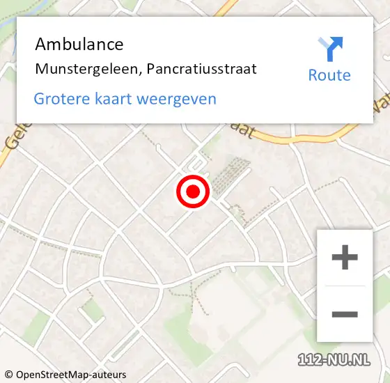 Locatie op kaart van de 112 melding: Ambulance Munstergeleen, Pancratiusstraat op 30 september 2014 12:16