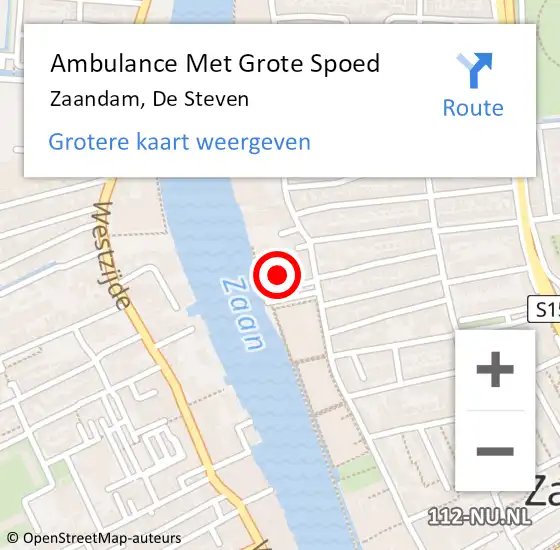 Locatie op kaart van de 112 melding: Ambulance Met Grote Spoed Naar Zaandam, De Steven op 27 maart 2024 05:18
