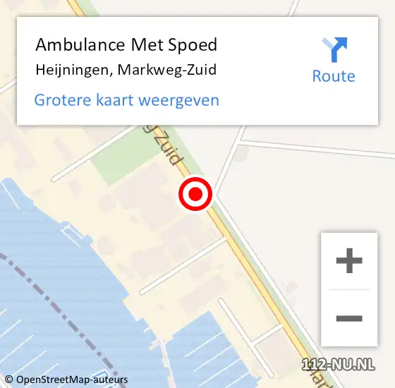 Locatie op kaart van de 112 melding: Ambulance Met Spoed Naar Heijningen, Markweg-Zuid op 30 september 2014 12:17