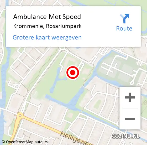 Locatie op kaart van de 112 melding: Ambulance Met Spoed Naar Krommenie, Rosariumpark op 27 maart 2024 06:45