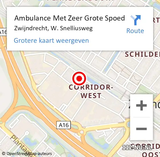 Locatie op kaart van de 112 melding: Ambulance Met Zeer Grote Spoed Naar Zwijndrecht, W. Snelliusweg op 27 maart 2024 07:18