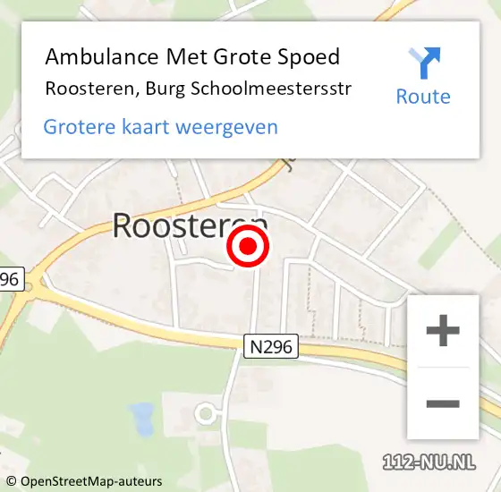 Locatie op kaart van de 112 melding: Ambulance Met Grote Spoed Naar Roosteren, Burg Schoolmeestersstr op 30 september 2014 12:25