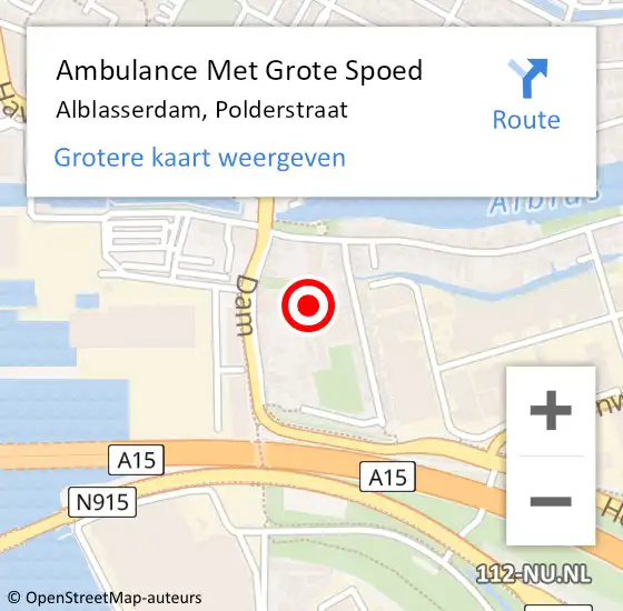 Locatie op kaart van de 112 melding: Ambulance Met Grote Spoed Naar Alblasserdam, Polderstraat op 27 maart 2024 08:26