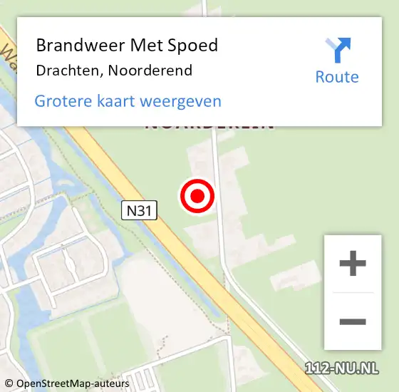 Locatie op kaart van de 112 melding: Brandweer Met Spoed Naar Drachten, Noorderend op 27 maart 2024 08:42