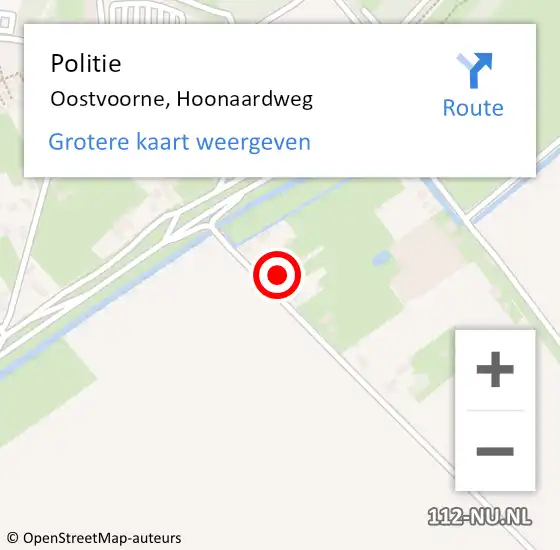 Locatie op kaart van de 112 melding: Politie Oostvoorne, Hoonaardweg op 27 maart 2024 08:43