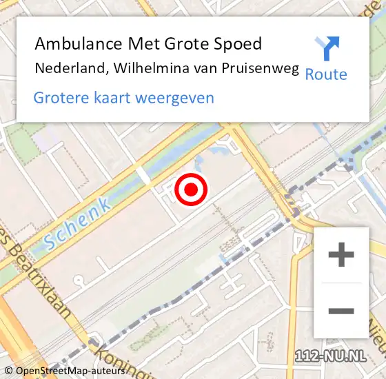 Locatie op kaart van de 112 melding: Ambulance Met Grote Spoed Naar Den Haag, Wilhelmina van Pruisenweg op 27 maart 2024 08:57