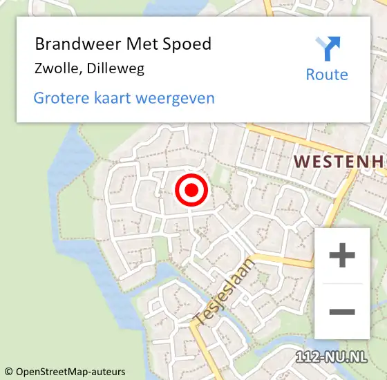 Locatie op kaart van de 112 melding: Brandweer Met Spoed Naar Zwolle, Dilleweg op 27 maart 2024 09:02