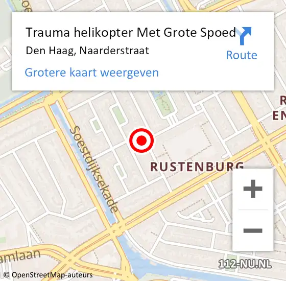 Locatie op kaart van de 112 melding: Trauma helikopter Met Grote Spoed Naar Den Haag, Naarderstraat op 27 maart 2024 09:17