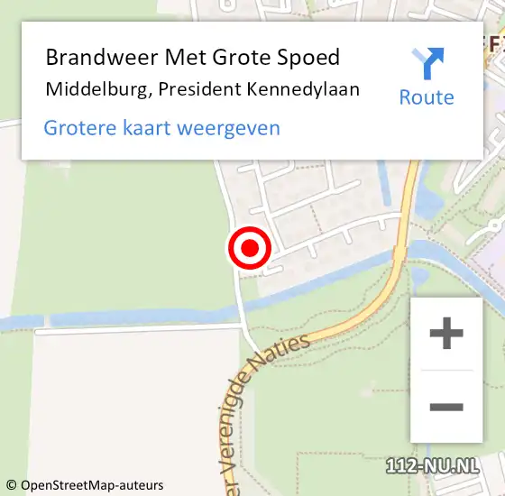 Locatie op kaart van de 112 melding: Brandweer Met Grote Spoed Naar Middelburg, President Kennedylaan op 27 maart 2024 09:18