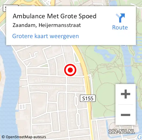 Locatie op kaart van de 112 melding: Ambulance Met Grote Spoed Naar Zaandam, Heijermansstraat op 27 maart 2024 09:19