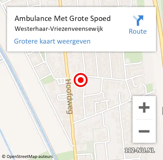Locatie op kaart van de 112 melding: Ambulance Met Grote Spoed Naar Westerhaar-Vriezenveensewijk op 27 maart 2024 09:44