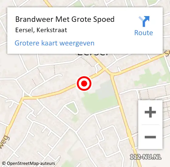 Locatie op kaart van de 112 melding: Brandweer Met Grote Spoed Naar Eersel, Kerkstraat op 27 maart 2024 10:19