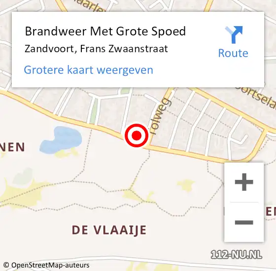 Locatie op kaart van de 112 melding: Brandweer Met Grote Spoed Naar Zandvoort, Frans Zwaanstraat op 27 maart 2024 10:24