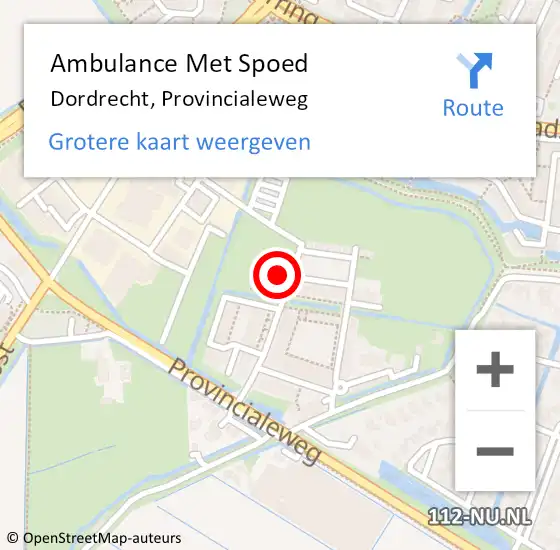 Locatie op kaart van de 112 melding: Ambulance Met Spoed Naar Dordrecht, Provincialeweg op 27 maart 2024 10:25