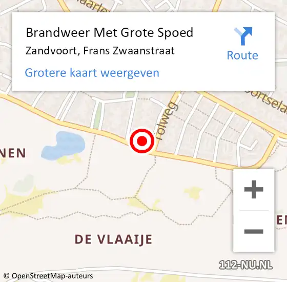 Locatie op kaart van de 112 melding: Brandweer Met Grote Spoed Naar Zandvoort, Frans Zwaanstraat op 27 maart 2024 10:28