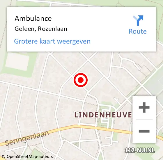 Locatie op kaart van de 112 melding: Ambulance Geleen, Rozenlaan op 30 september 2014 12:41