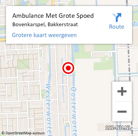 Locatie op kaart van de 112 melding: Ambulance Met Grote Spoed Naar Bovenkarspel, Bakkerstraat op 27 maart 2024 10:31