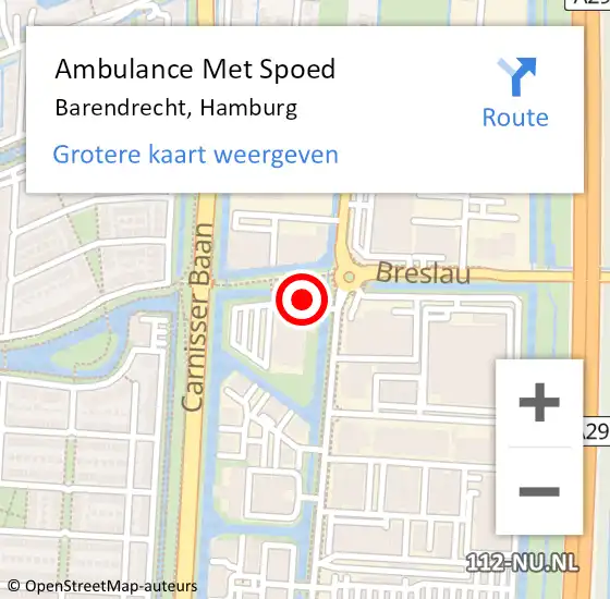Locatie op kaart van de 112 melding: Ambulance Met Spoed Naar Barendrecht, Hamburg op 27 maart 2024 10:33