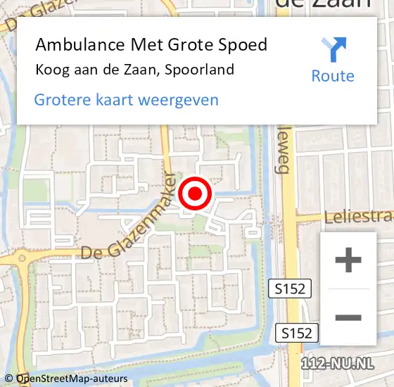 Locatie op kaart van de 112 melding: Ambulance Met Grote Spoed Naar Koog aan de Zaan, Spoorland op 27 maart 2024 10:43