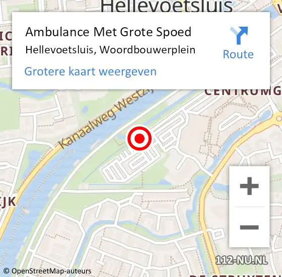 Locatie op kaart van de 112 melding: Ambulance Met Grote Spoed Naar Hellevoetsluis, Woordbouwerplein op 27 maart 2024 10:44