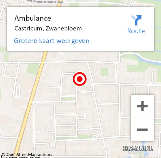 Locatie op kaart van de 112 melding: Ambulance Castricum, Zwanebloem op 27 maart 2024 11:11