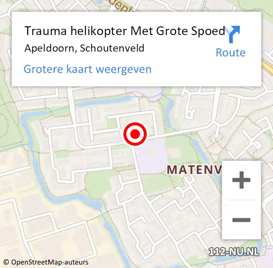 Locatie op kaart van de 112 melding: Trauma helikopter Met Grote Spoed Naar Apeldoorn, Schoutenveld op 27 maart 2024 12:09