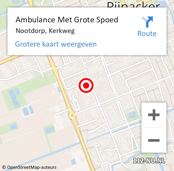 Locatie op kaart van de 112 melding: Ambulance Met Grote Spoed Naar Nootdorp, Kerkweg op 27 maart 2024 12:23