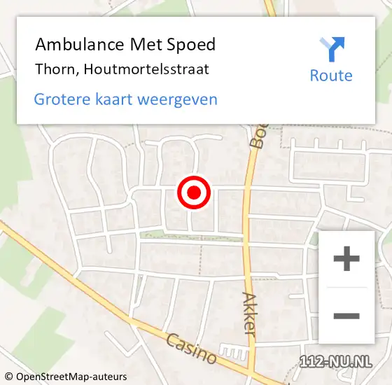 Locatie op kaart van de 112 melding: Ambulance Met Spoed Naar Thorn, Houtmortelsstraat op 27 maart 2024 12:36