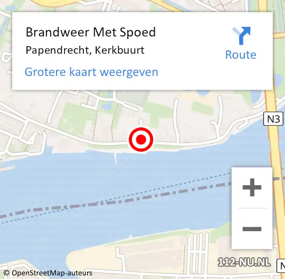 Locatie op kaart van de 112 melding: Brandweer Met Spoed Naar Papendrecht, Kerkbuurt op 27 maart 2024 12:43