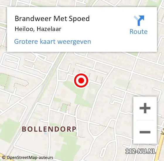 Locatie op kaart van de 112 melding: Brandweer Met Spoed Naar Heiloo, Hazelaar op 27 maart 2024 13:03