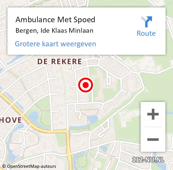 Locatie op kaart van de 112 melding: Ambulance Met Spoed Naar Bergen, Ide Klaas Minlaan op 27 maart 2024 13:12