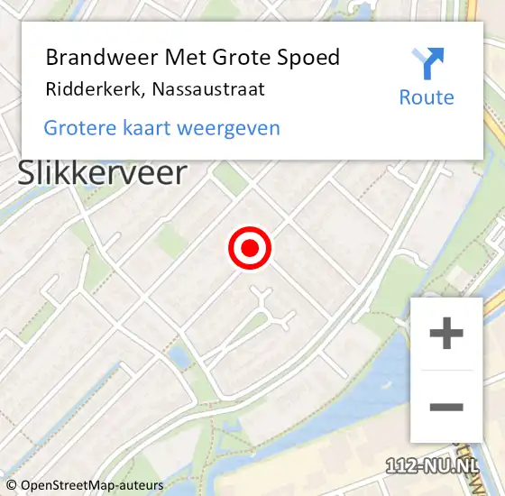 Locatie op kaart van de 112 melding: Brandweer Met Grote Spoed Naar Ridderkerk, Nassaustraat op 27 maart 2024 13:23