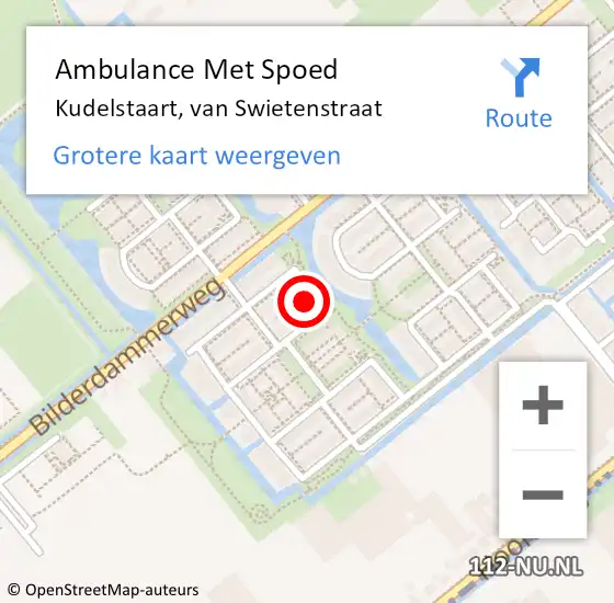 Locatie op kaart van de 112 melding: Ambulance Met Spoed Naar Kudelstaart, van Swietenstraat op 27 maart 2024 13:26