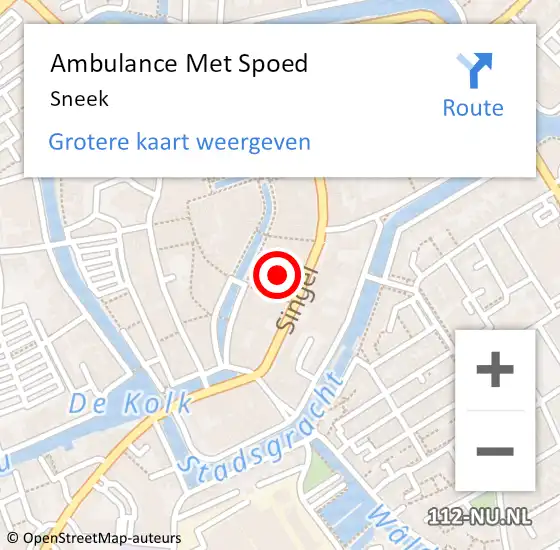 Locatie op kaart van de 112 melding: Ambulance Met Spoed Naar Sneek op 27 maart 2024 13:51