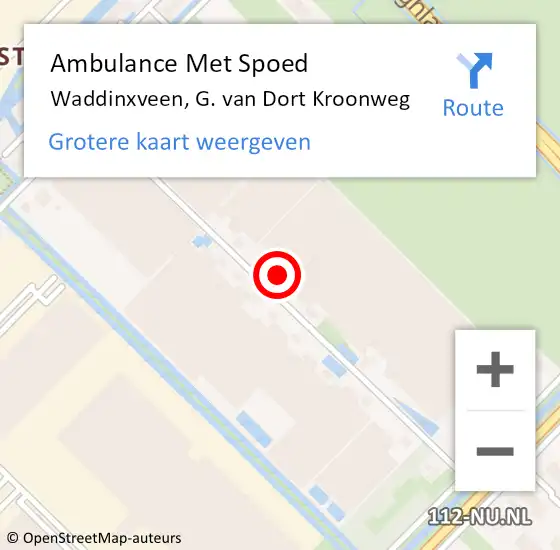 Locatie op kaart van de 112 melding: Ambulance Met Spoed Naar Waddinxveen, G. van Dort Kroonweg op 27 maart 2024 13:53