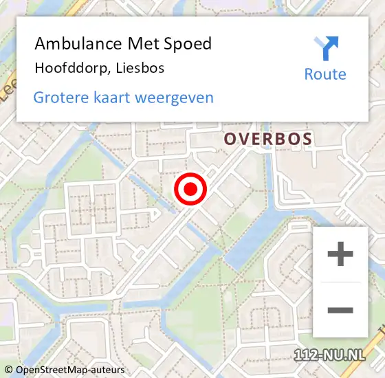 Locatie op kaart van de 112 melding: Ambulance Met Spoed Naar Hoofddorp, Liesbos op 27 maart 2024 14:21