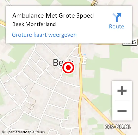 Locatie op kaart van de 112 melding: Ambulance Met Grote Spoed Naar Beek op 27 maart 2024 14:31